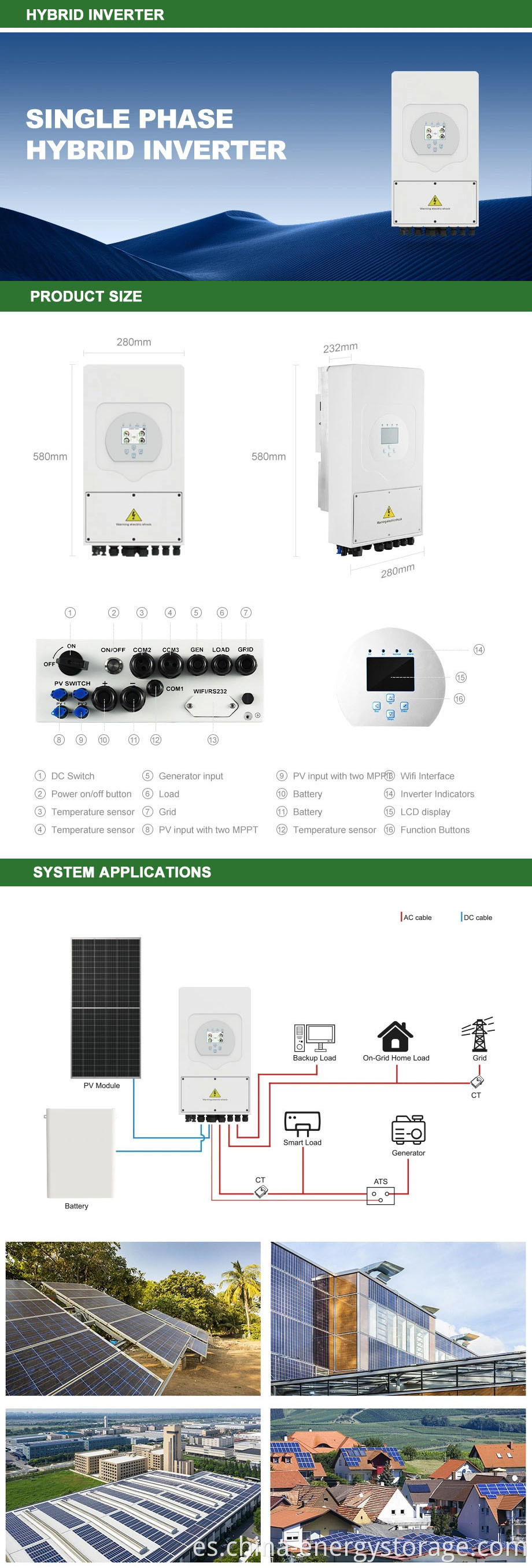 inversor de control de carga híbrido 5 hybrid charge controller inverter 5